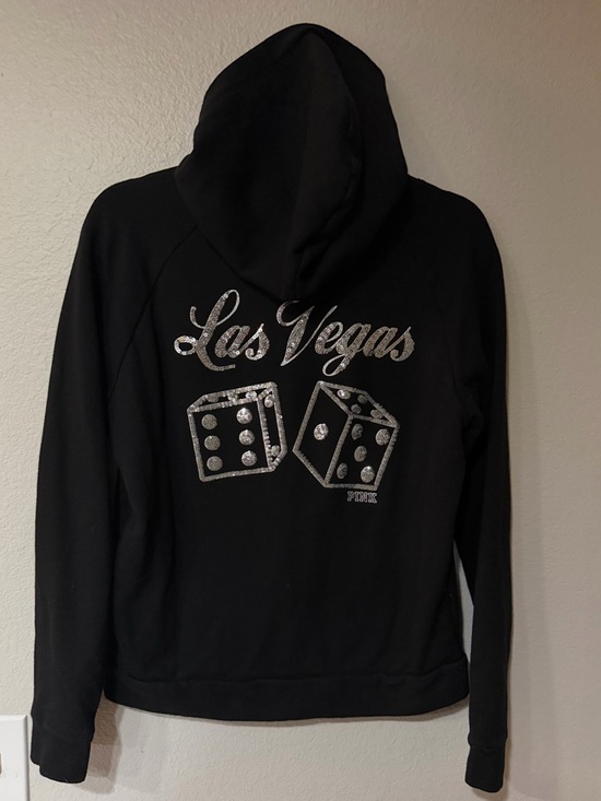 PINK Victoria's Secret Tops - VS Victorias Secret PINK - Hoodie Sweater Sweatshirt - Las Vegas Black Sequin